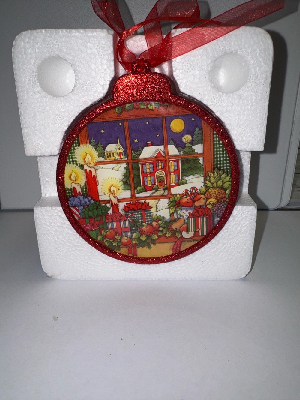 Festive Red Christmas Window Ornament - Holiday Home Décor